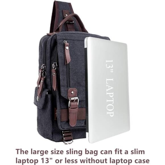 Mens Womens Canvas Crossbody Bag Sling Bag Shoulder Messenger Travel Handbag - Picture 4 of 7